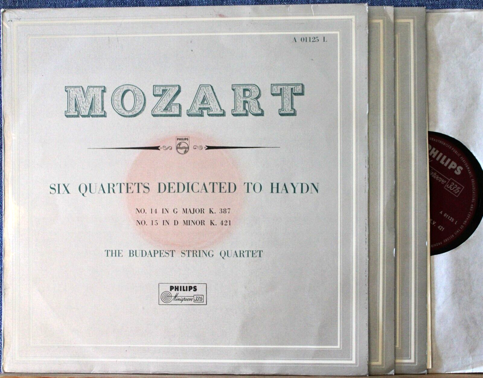 Budapest SQ Mozart (Six "Haydn" quartets) Philips 01125 01202 01204 (3) NM