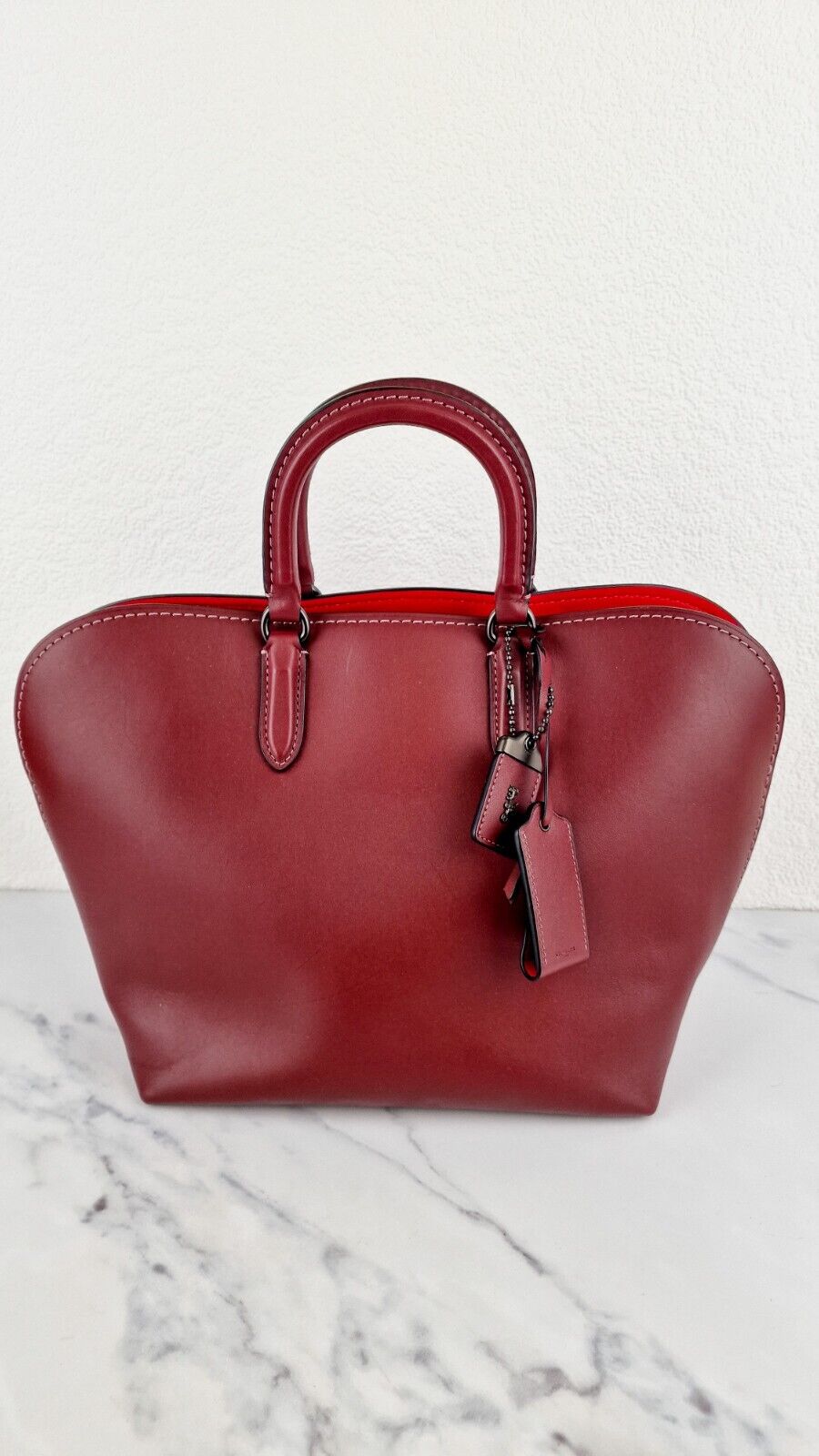 Coach Dakotah Satchel Burgundy Red Smooth Leather Handbag Coach 1941 Bag 59132