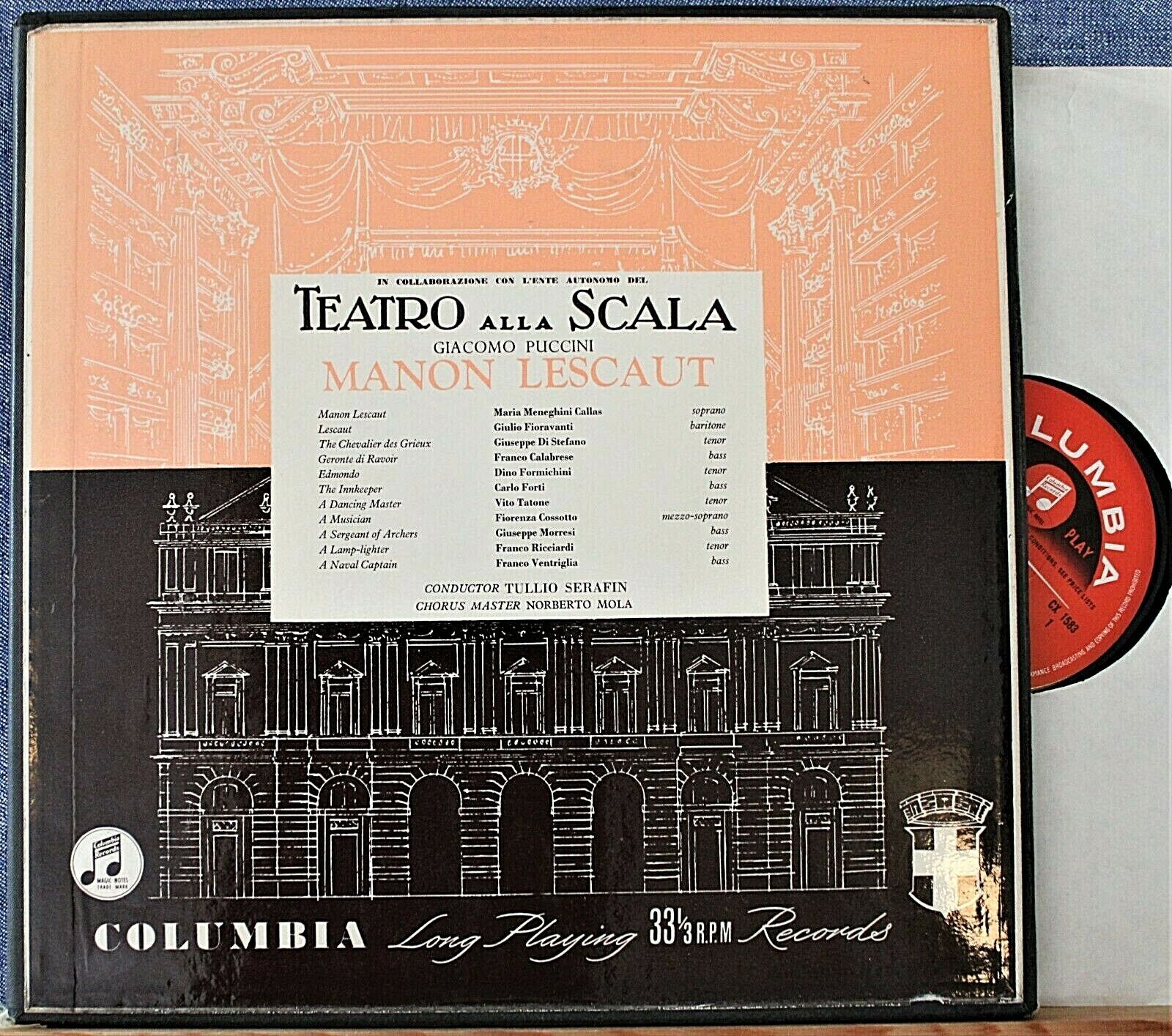 Serafin (w Callas Di Stefano; etc) Puccini (Manon Lescaut) Col 33CX 1583-5 (3)