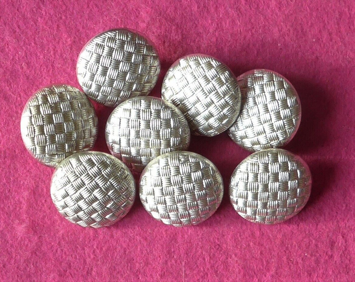 SALE - 8 HEAVY vintage SILVER METAL coat buttons with WEAVE pattern 25 mm (17)