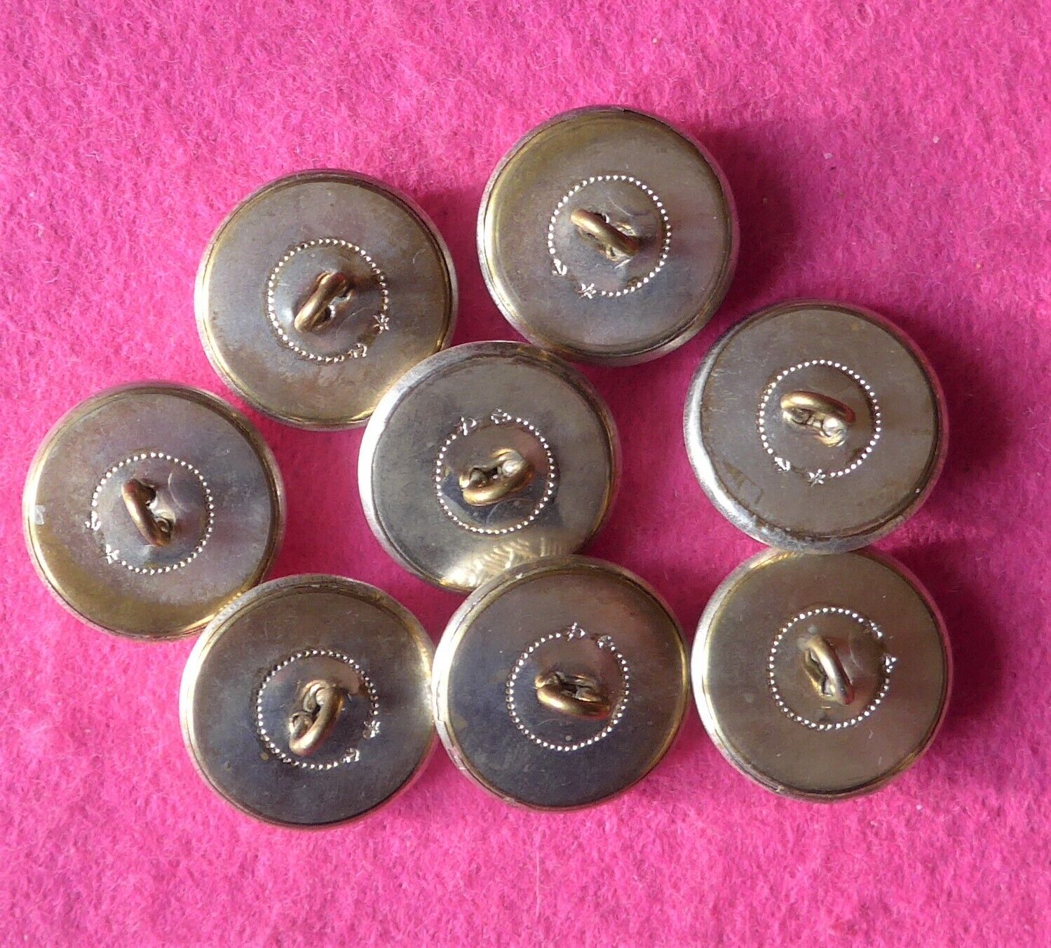 SALE - 8 HEAVY vintage SILVER METAL coat buttons with WEAVE pattern 25 mm (17)