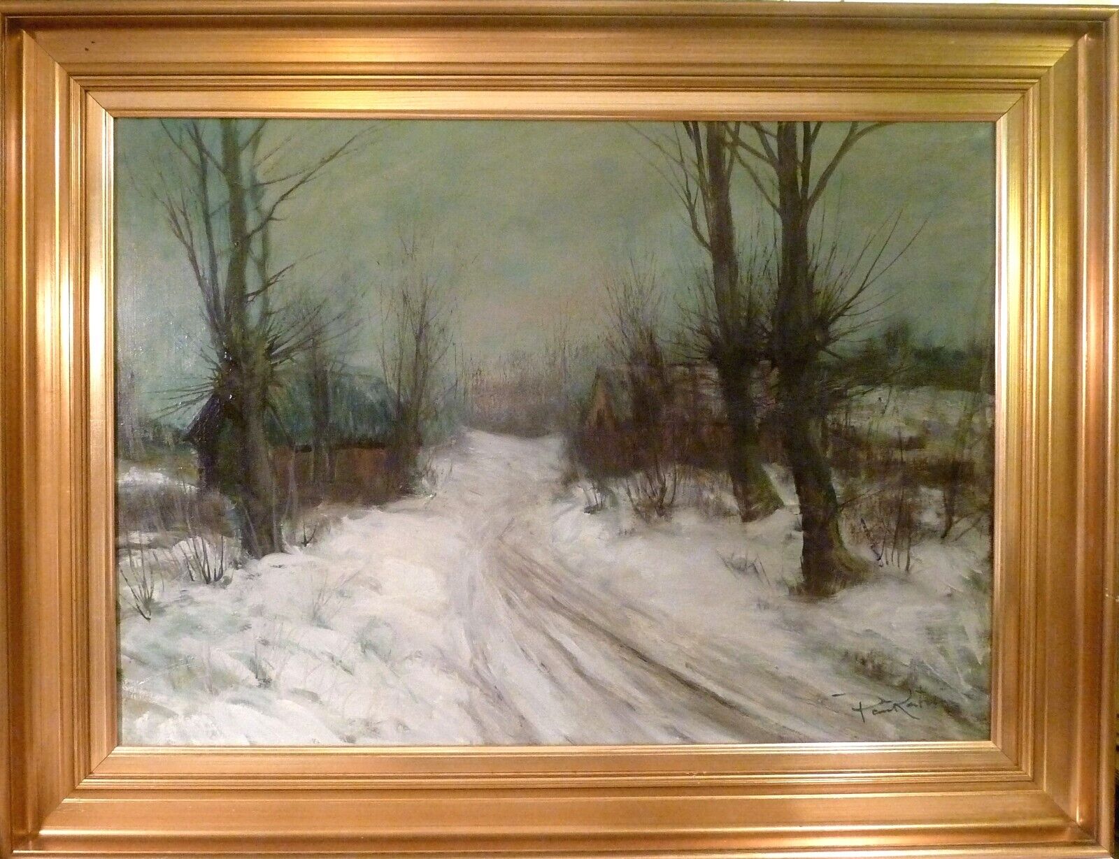 POUL KASTRUP! WINTER SCENERY WITH FARMHOUSE