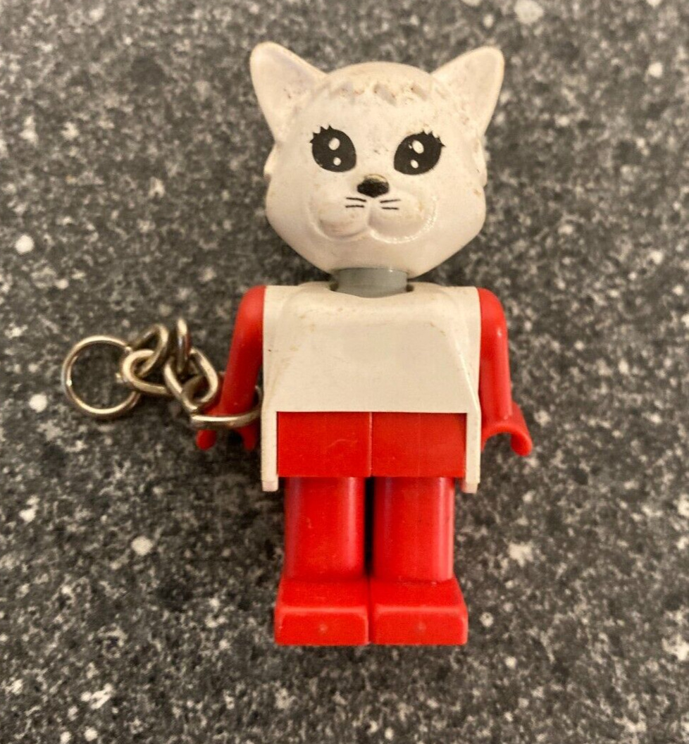 1980s LEGO Fabuland Catherine Cat Plastic - Original Vintage Key Ring Chain