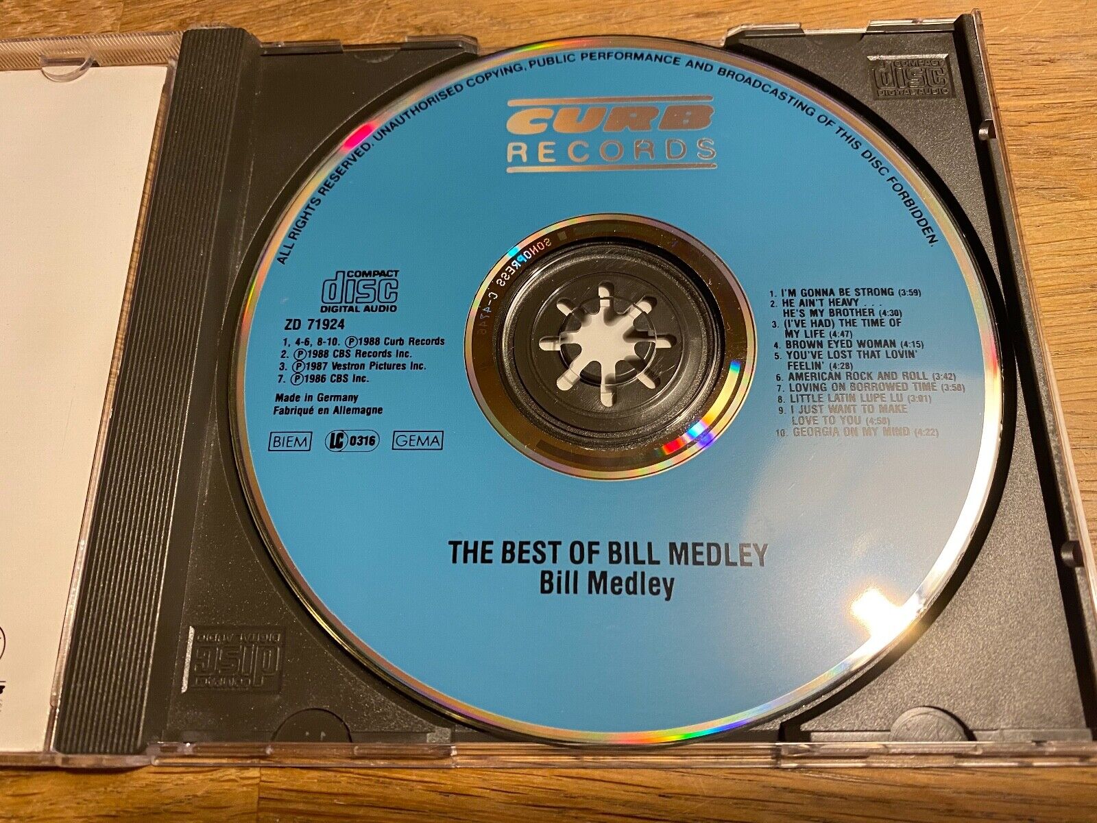 BILL MEDLEY "THE BEST OF BILL MEDLEY" 10 TRACK MINT CD ALBUM RECORDS 1988 CD OOP