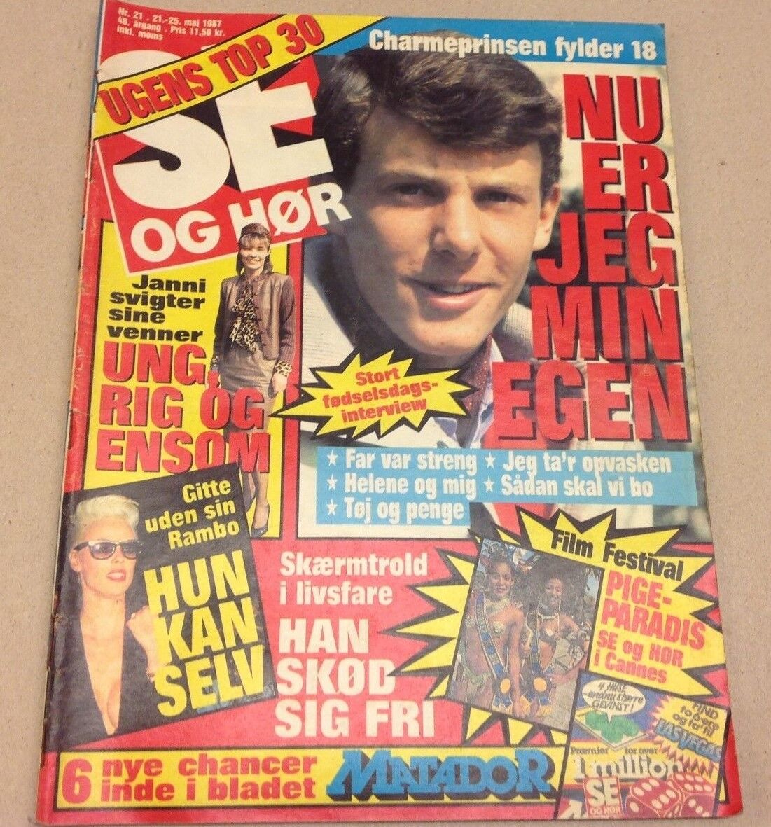 Gitte Nielsen Stallone +Sean Connery Back Vtg Danish Magazine 1987 "Se og Hoer"