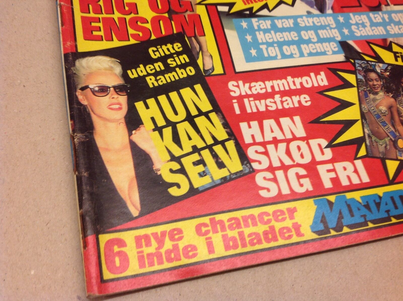 Gitte Nielsen Stallone +Sean Connery Back Vtg Danish Magazine 1987 "Se og Hoer"