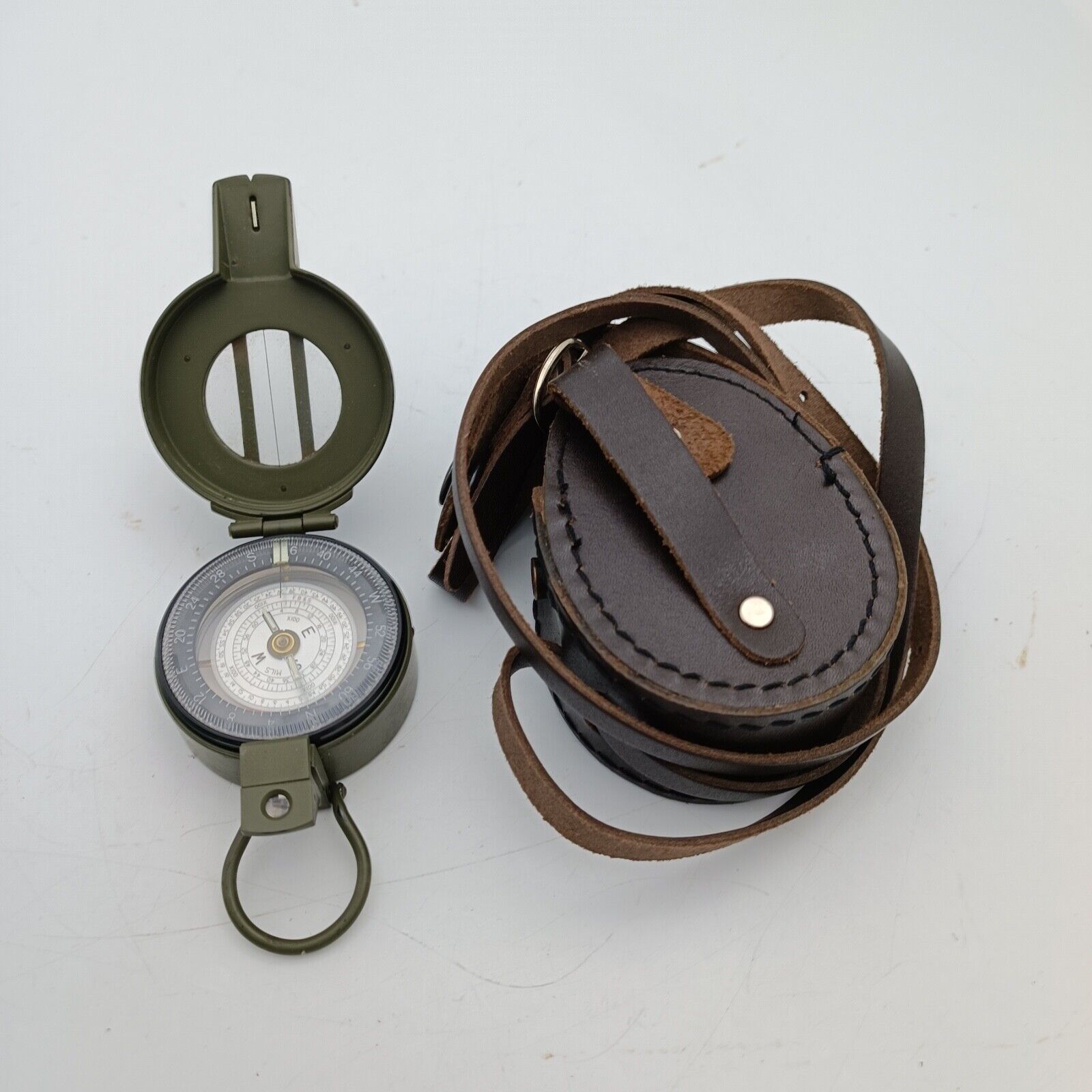 FRANCIS BARKER M-88 Prismatic Military Compass M88 Mils Olive Drab w/ Leather Ca