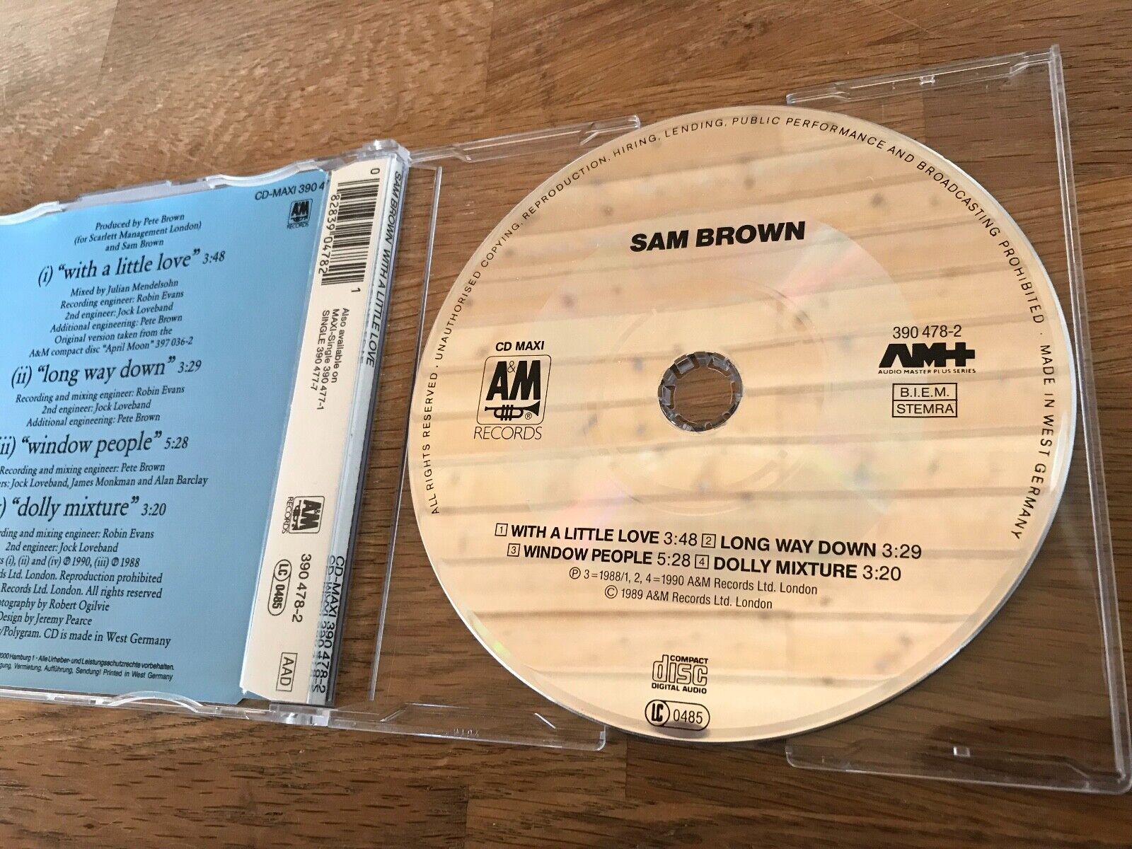 SAM BROWN "WITH A LITTLE LOVE 1990 AM RECORDS 4 TRACK CD SINGLE GERMAN PRESSING