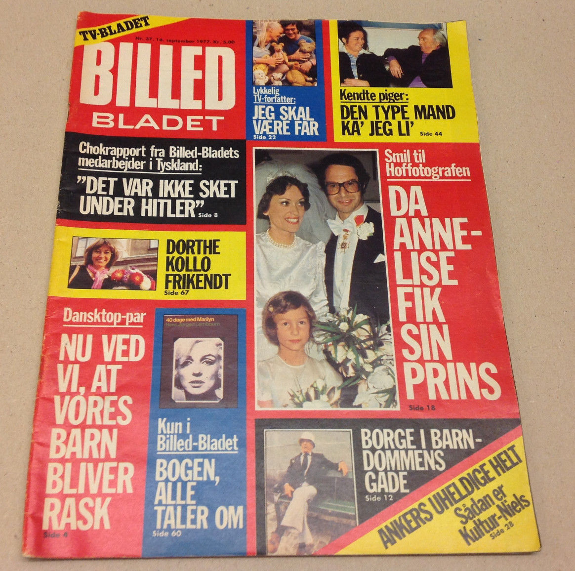 MARILYN MONROE Cover Danish Vintage Magazine Billed-Bladet 1977 16th September