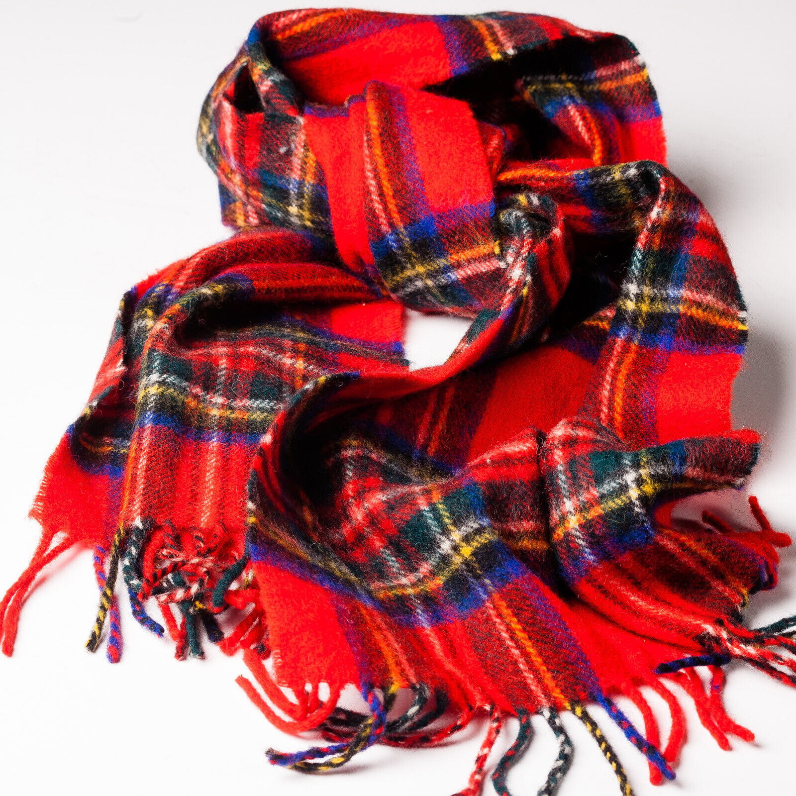 JOHNSTONS of ELGIN Royal Stewart Red Tartan Check Wool Scarf