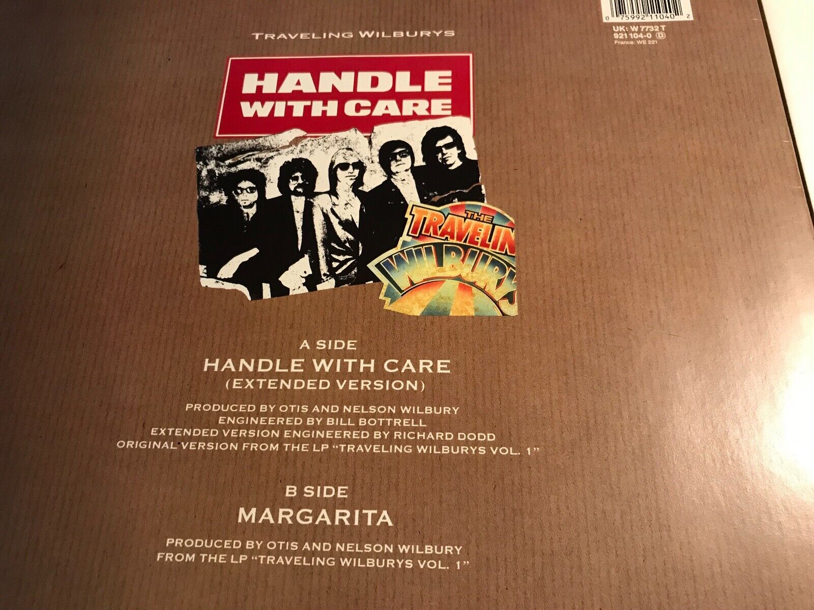 TRAVELLING WILBURYS "HANDLE WITH CARE" WARNER BROS RECORDS 12 INCH 1988 GERMANY