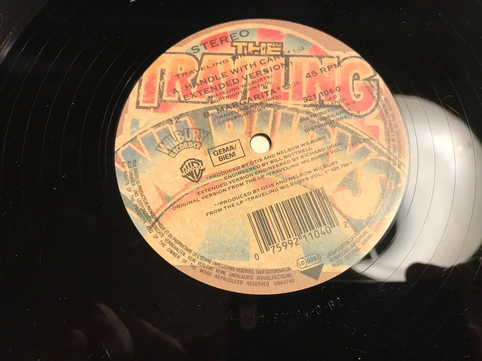 TRAVELLING WILBURYS "HANDLE WITH CARE" WARNER BROS RECORDS 12 INCH 1988 GERMANY