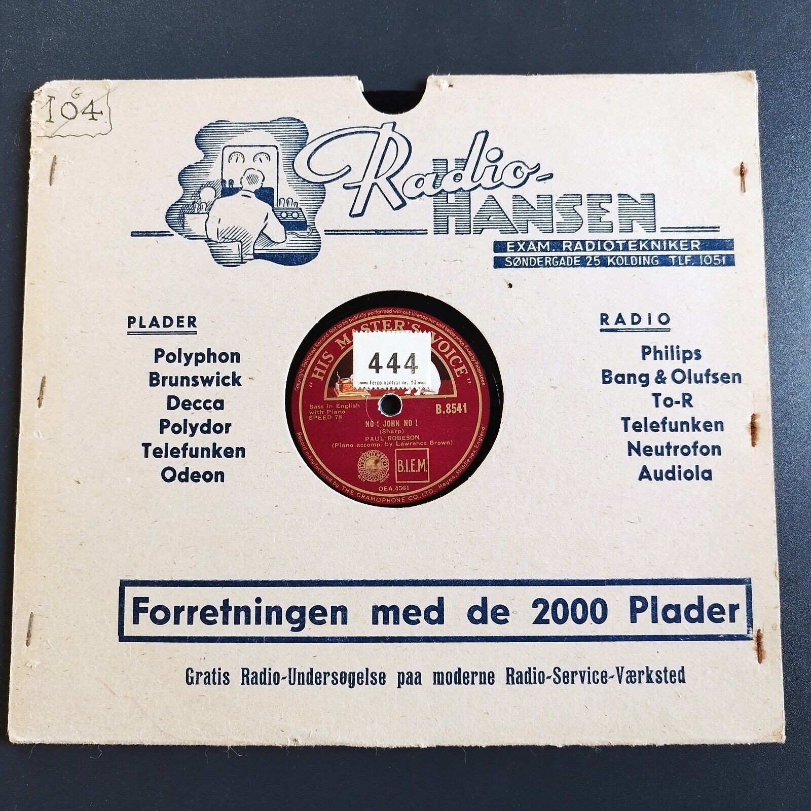 78 RPM  shellac PAUL ROBESONNo ! John No ! /Passing by