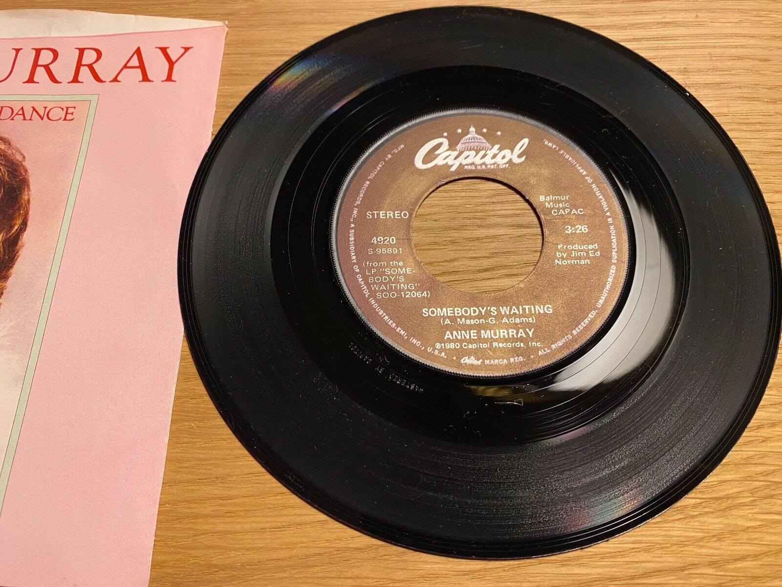 ANNE MURRAY "COULD I HAVE THIS DANCE / SOMEBODY´S WAITING" USA PRESS 1980 SINGLE