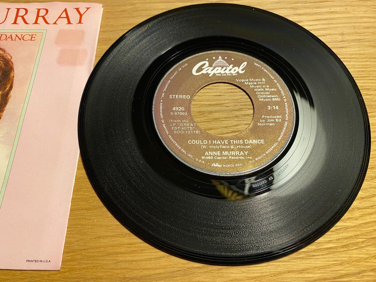 ANNE MURRAY "COULD I HAVE THIS DANCE / SOMEBODY´S WAITING" USA PRESS 1980 SINGLE