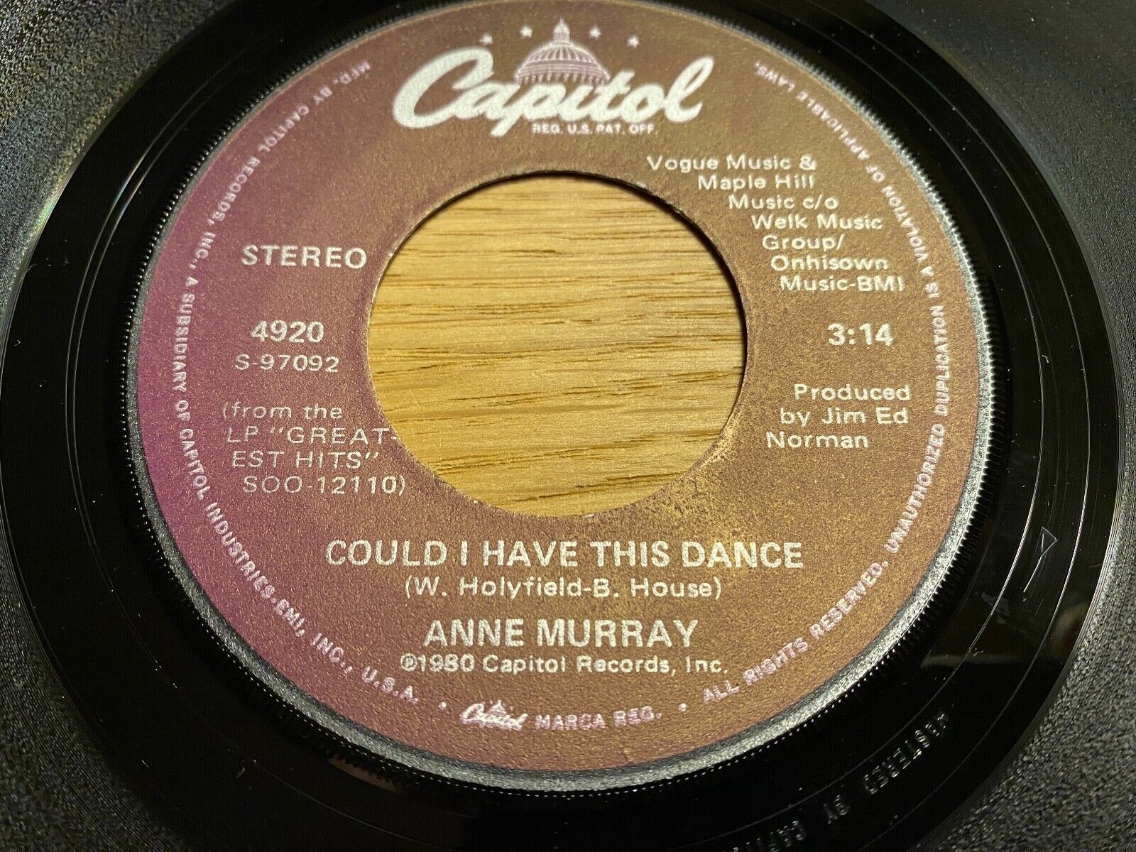 ANNE MURRAY "COULD I HAVE THIS DANCE / SOMEBODY´S WAITING" USA PRESS 1980 SINGLE