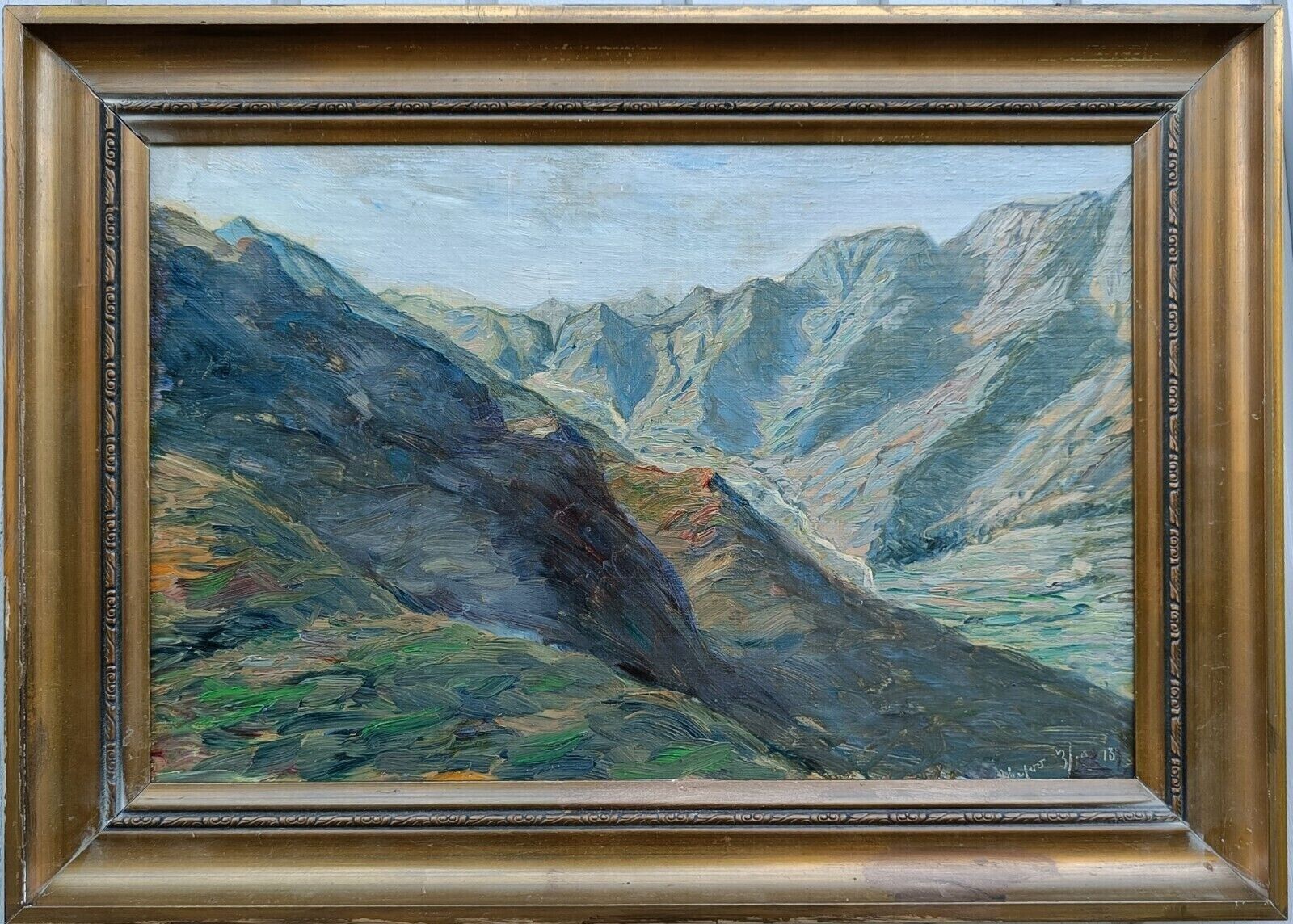 HIGH MOUNTAINS and VALLEY,  original oil painting