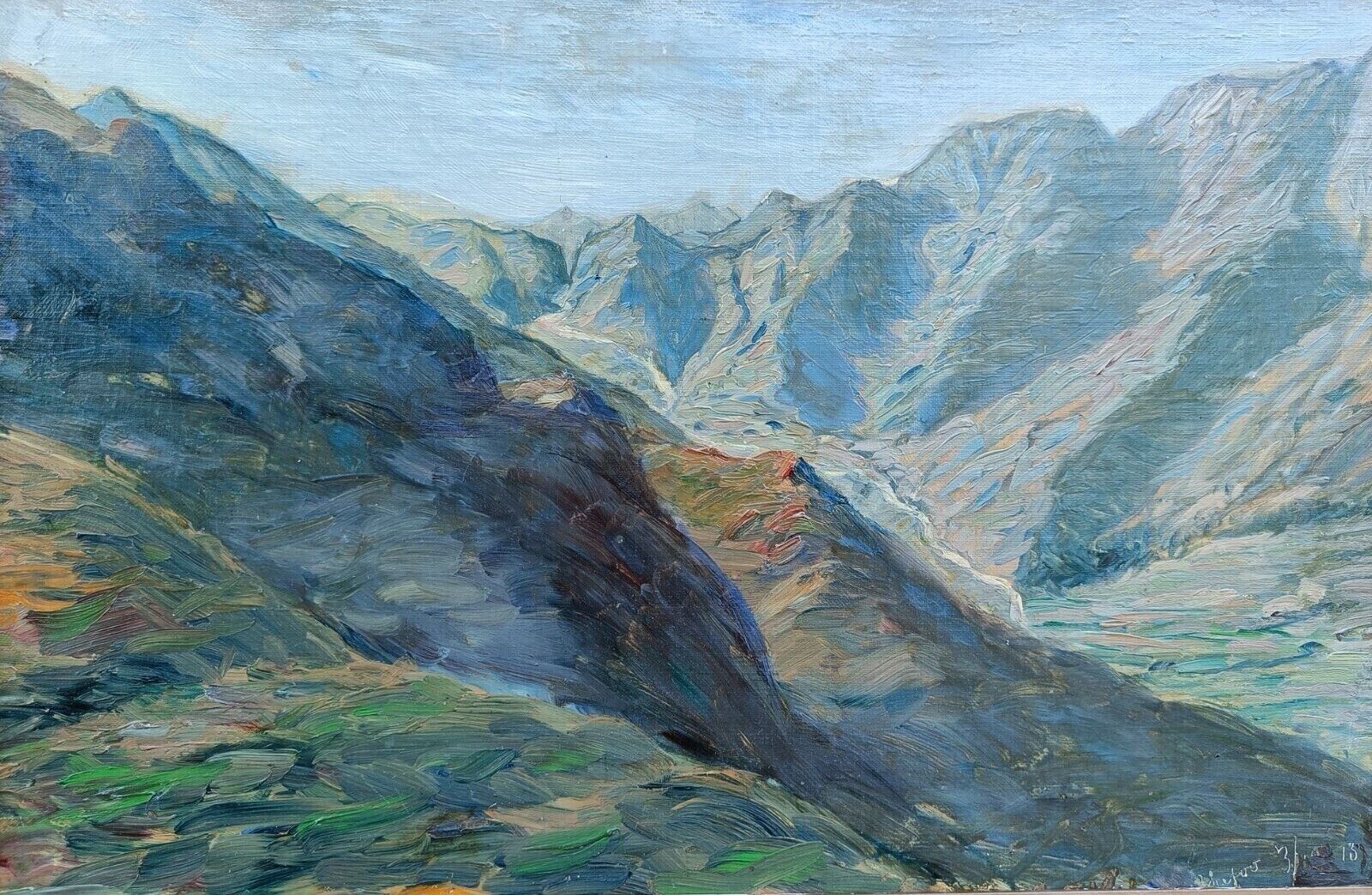 HIGH MOUNTAINS and VALLEY,  original oil painting