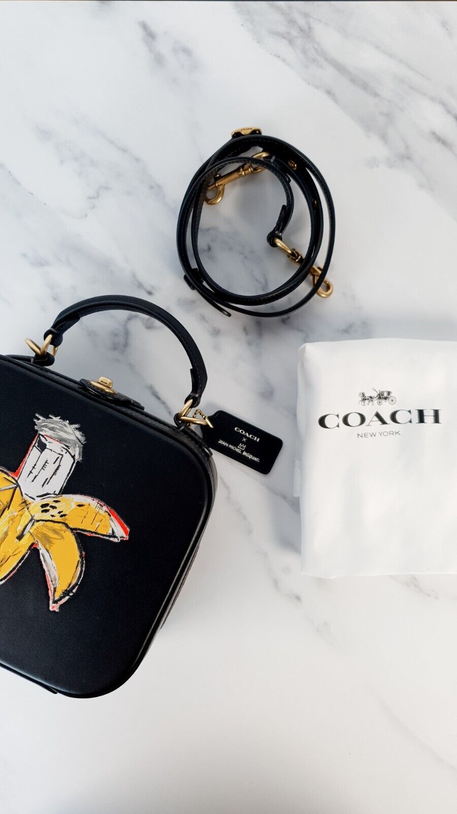 Coach Banana Lunchbox Bag Jean-Michel Basquiat Square Crossbody Handbag 6898