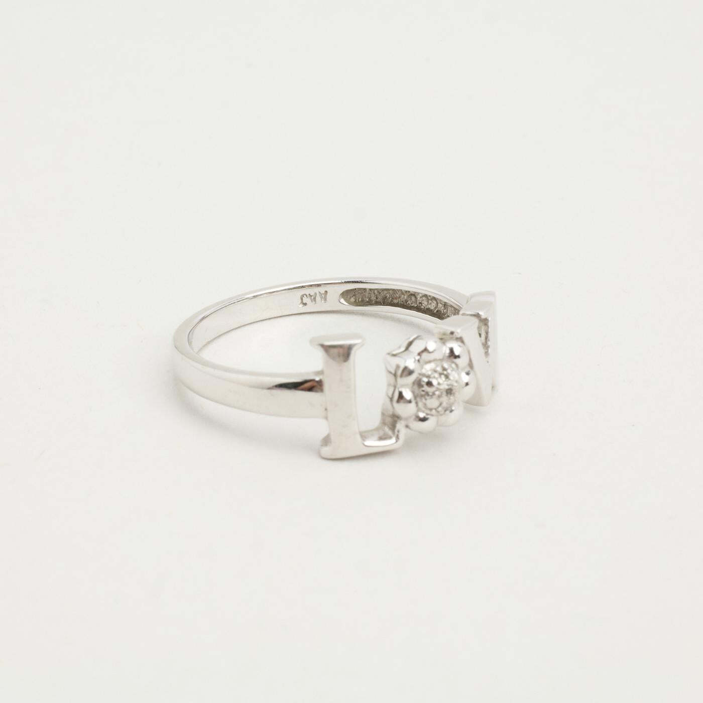 Ring with and diamond in 10K White gold size 8 | Real Genuine Gold