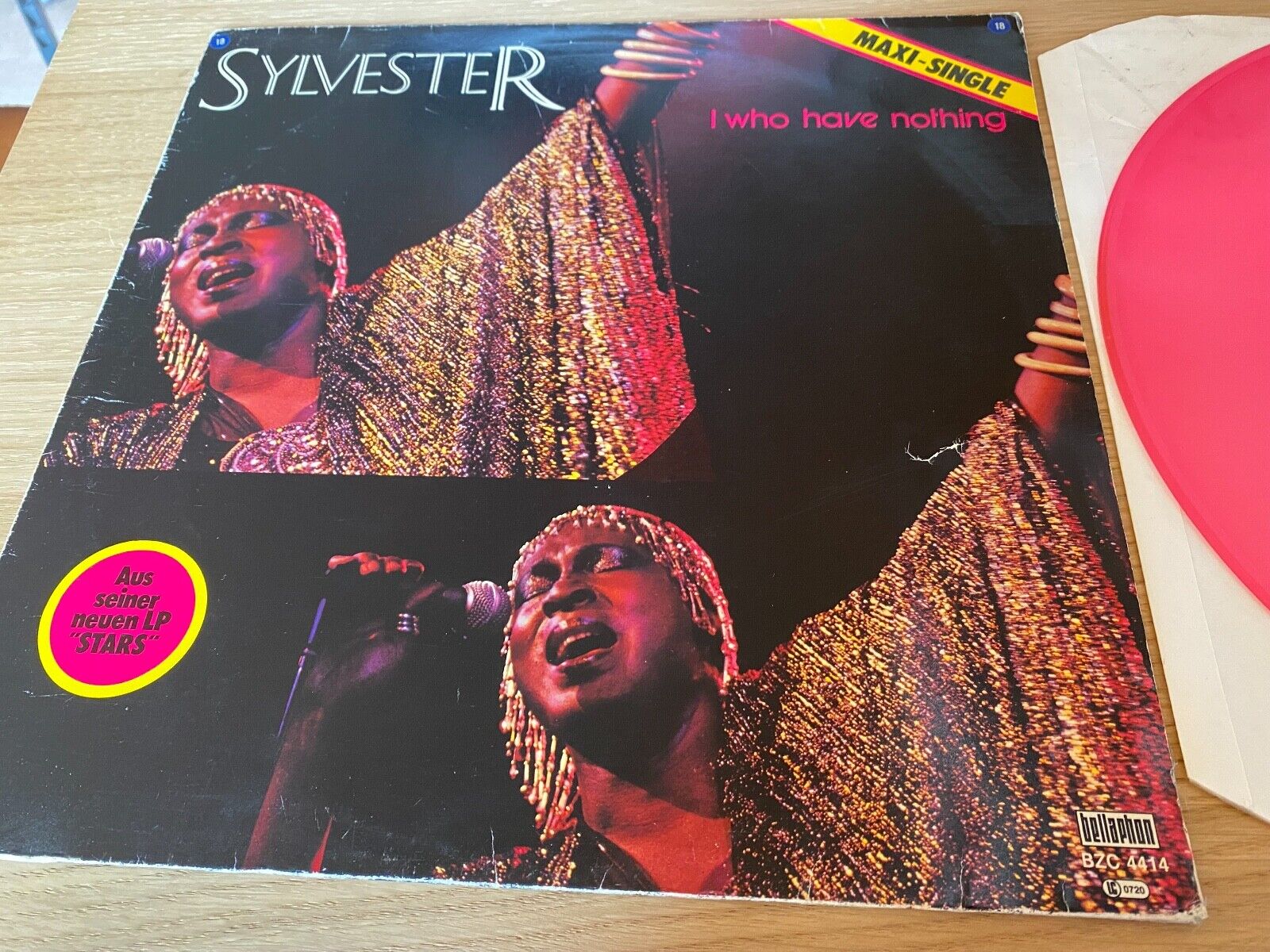 SYLVESTER "I WHO HAVE NOTHING / I NEED SOMEBODY TO LOVE TONIGHT" 1979 PINK VINYL