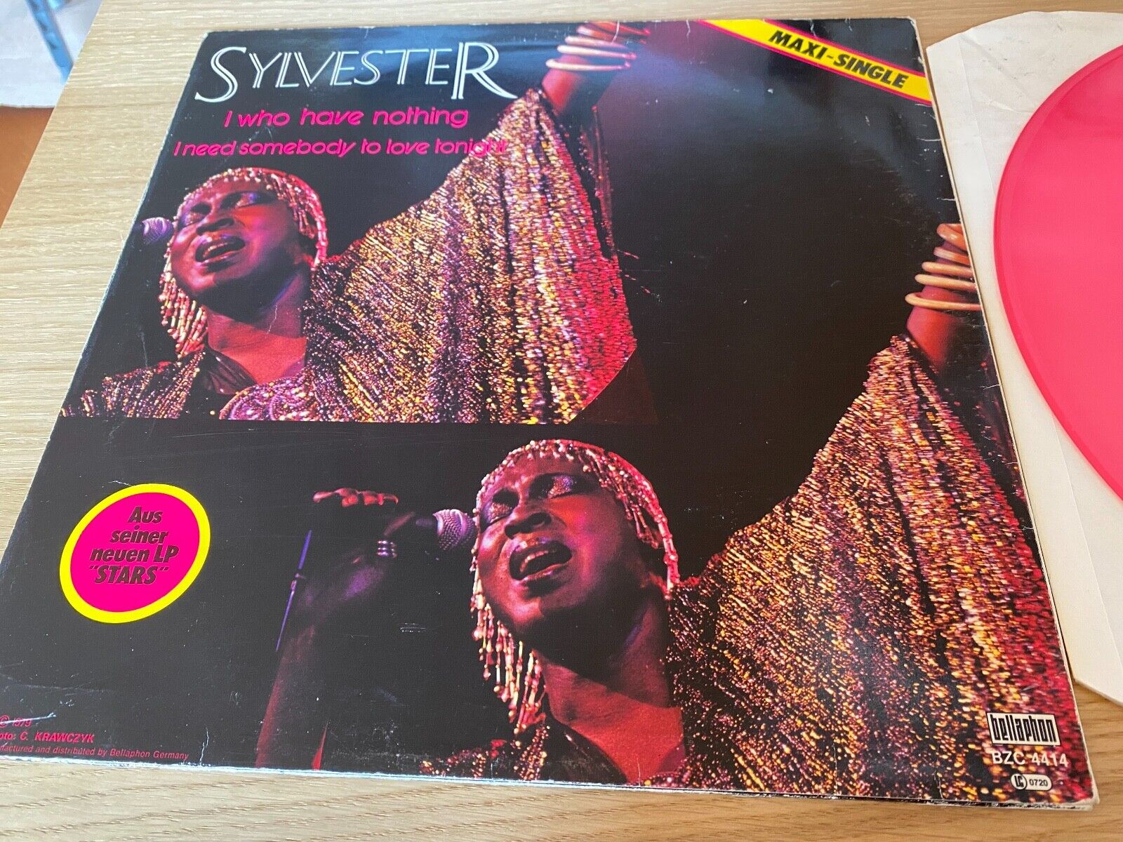 SYLVESTER "I WHO HAVE NOTHING / I NEED SOMEBODY TO LOVE TONIGHT" 1979 PINK VINYL