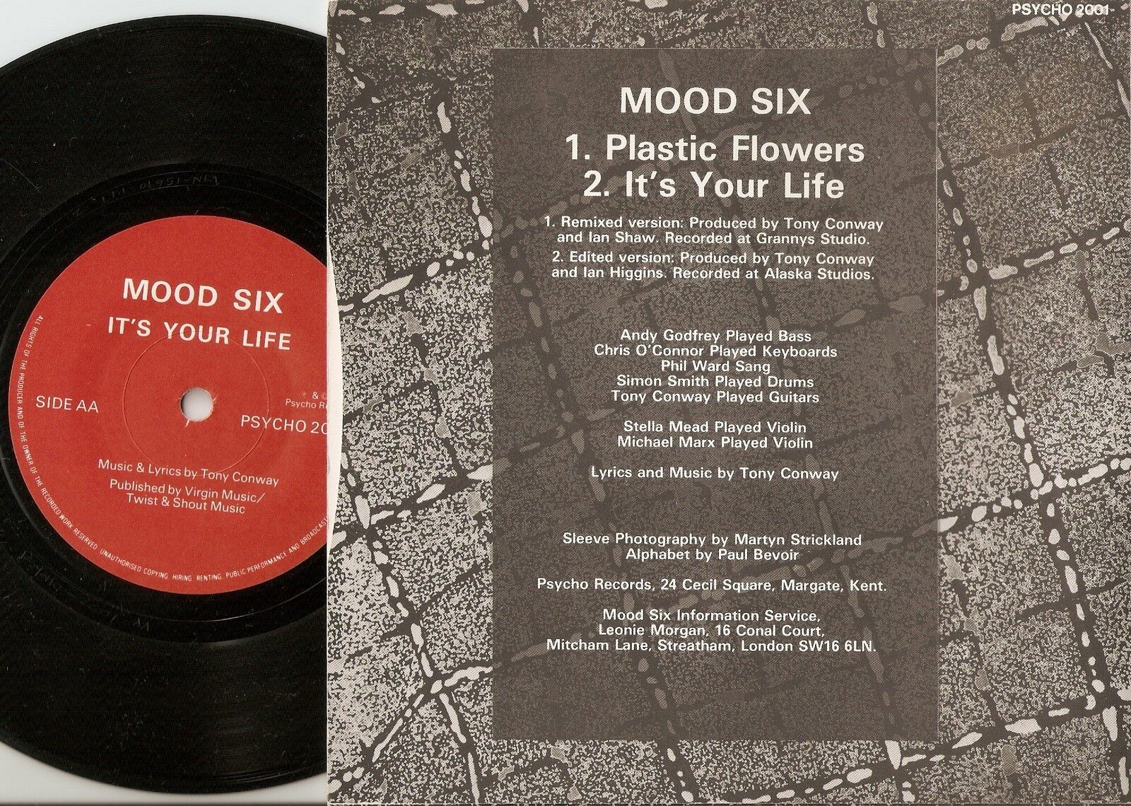 MOOD SIX PLASTIC FLOWERS  IT`S YOUR LIFE 45+PS `85 MOD REVIVAL SPLASH OF COLOUR