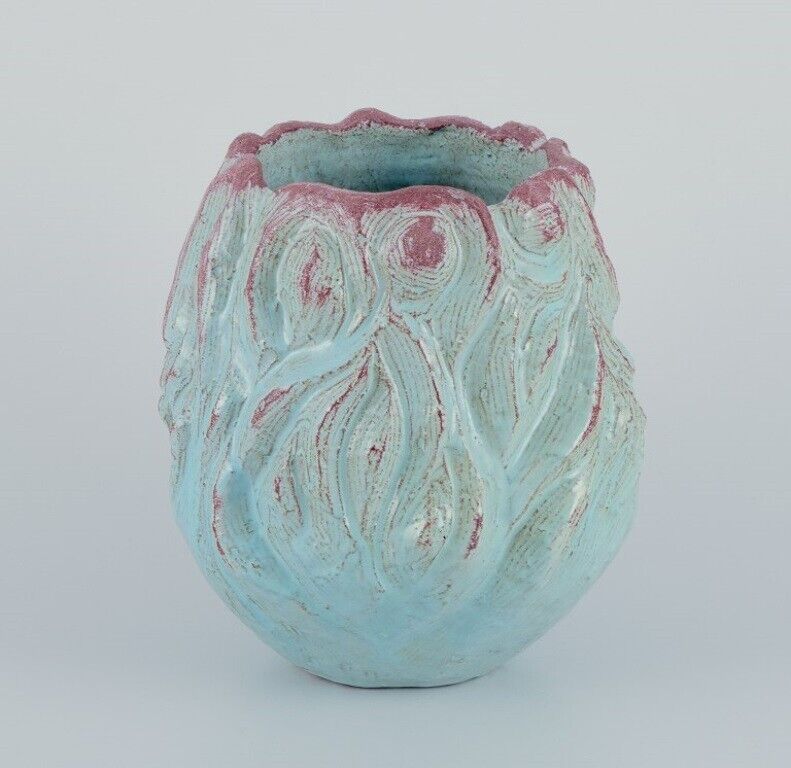 Mette Doller Svaneke Denmark Unique ceramic vase with turquoise glaze