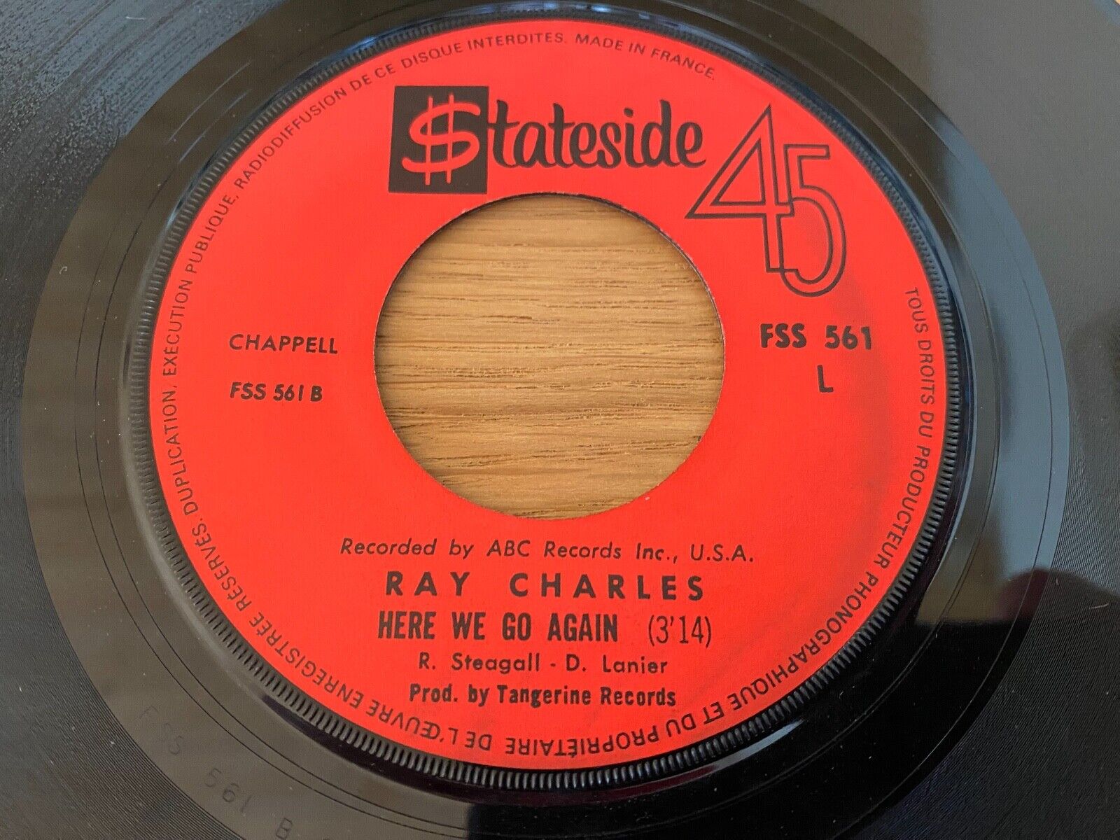 RAY CHARLES "IN THE HEAT OF THE NIGHT/HERE WE GO AGAIN" EMI STATESIDE FRANCE 7"