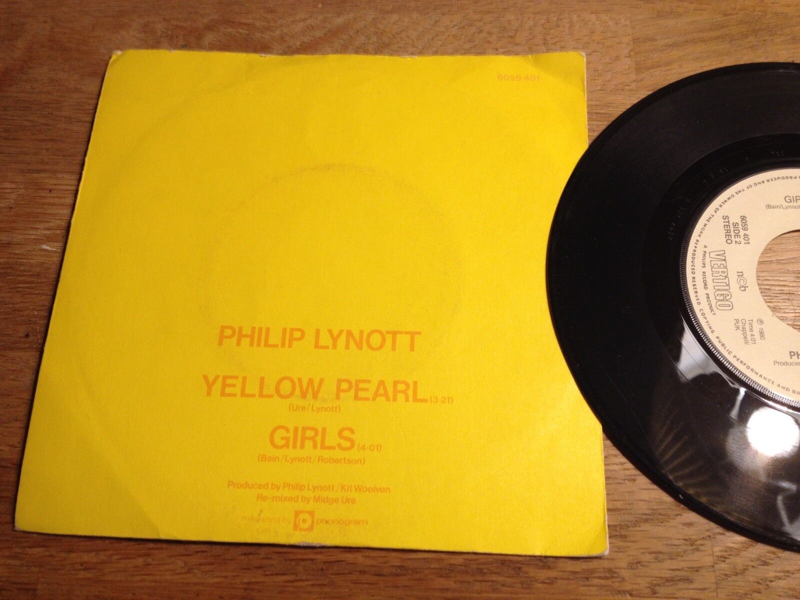 PHILIP LYNOTT "YELLOW PEARL / GIRLS" 1980 NCB VERTIGO RECORDS NORWEGIAN PRESSING