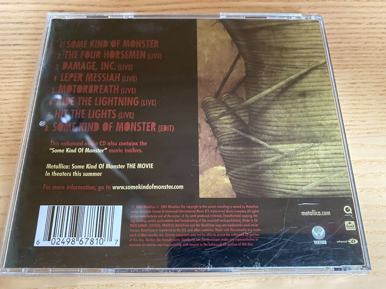 METALLICA "SOME KIND OF MONSTER" 2003 ENHANCED CD SINGLE 9 TRACKS 6 LIVE TRACKS`