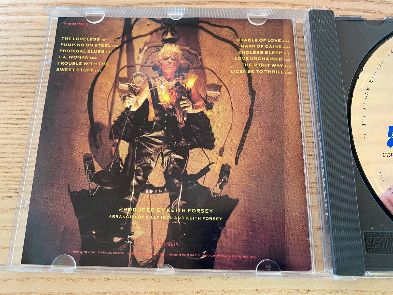 BILLY IDOL "CHARMED LIFE" 1990 CD ALBUM CHRYSALIS RECORDS 11 TRACK UK PRESSING