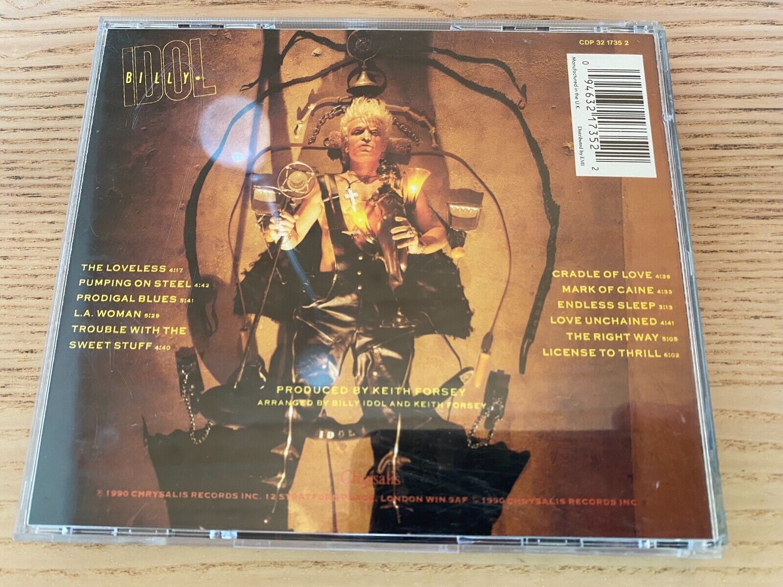 BILLY IDOL "CHARMED LIFE" 1990 CD ALBUM CHRYSALIS RECORDS 11 TRACK UK PRESSING