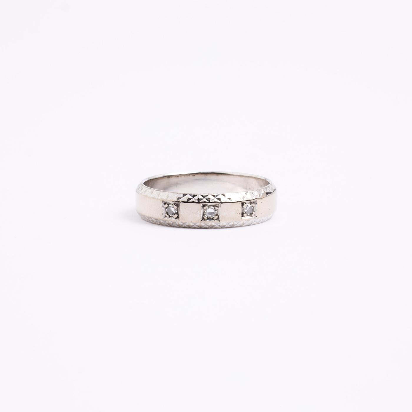 Ring with diamond (007 ct) in 14K White gold size 6½ | Solid Gold