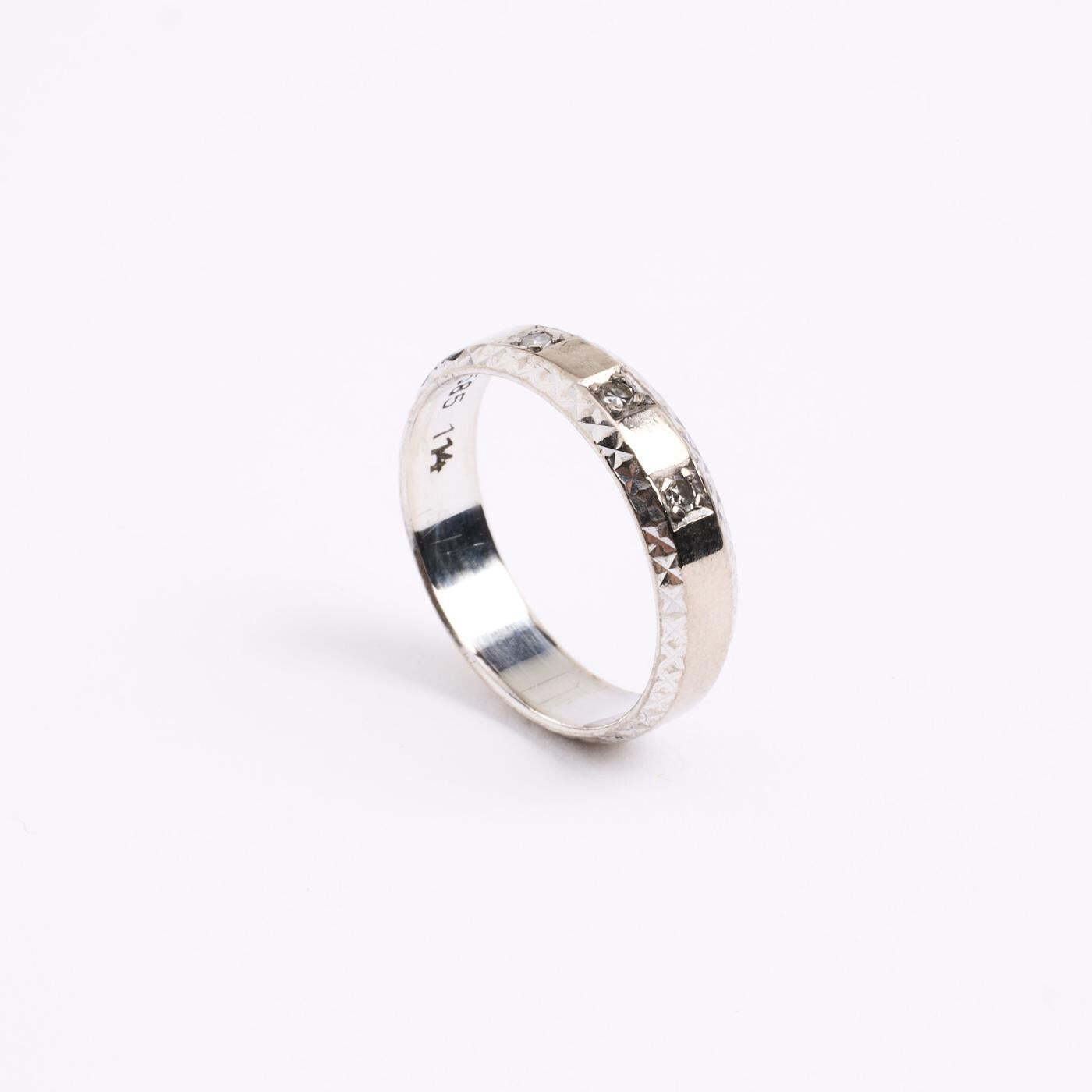 Ring with diamond (007 ct) in 14K White gold size 6½ | Solid Gold