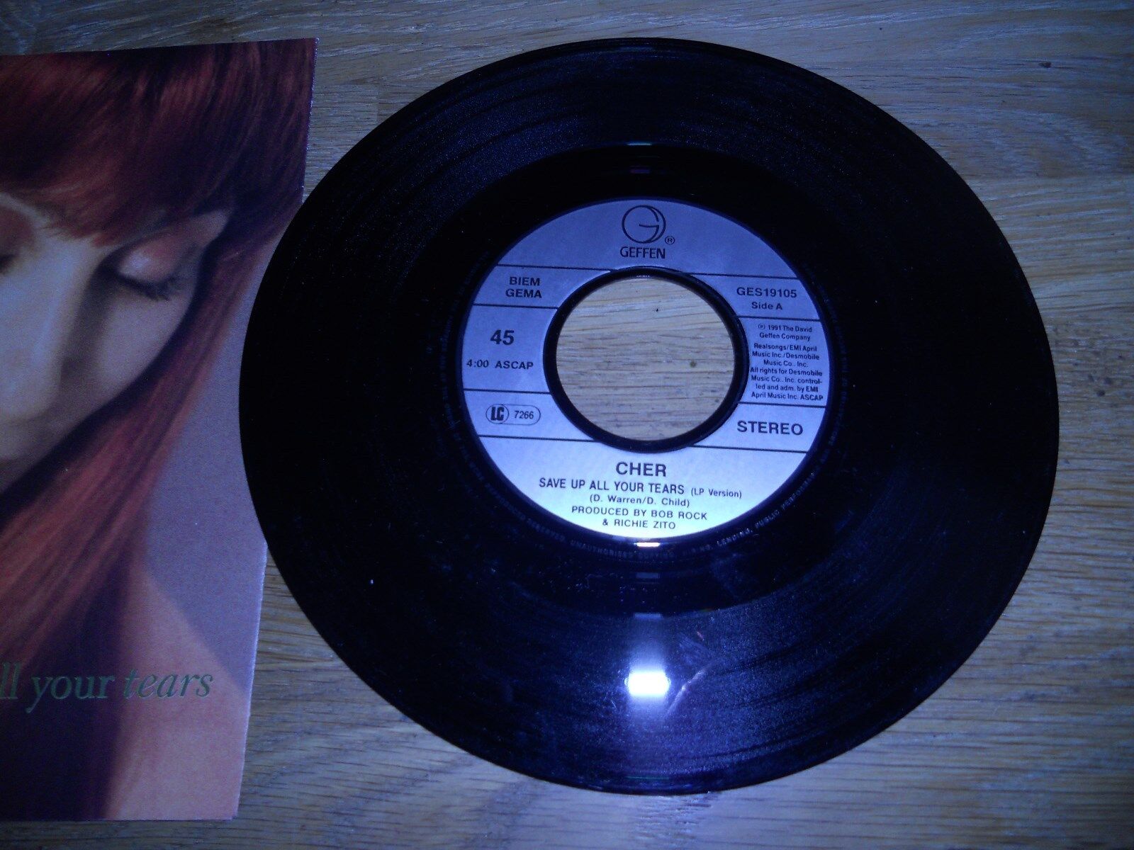 CHER "SAVE UP ALL YOUR TEARS / A WORLD WITHOUT HEROES" 1991 GERMAN PRESS GEFFEN*