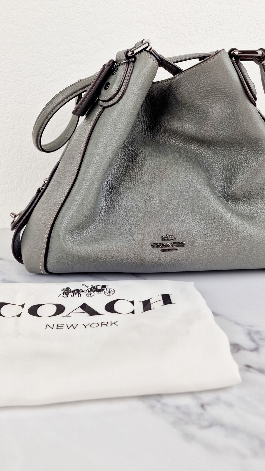 Coach Edie 31 Shoulder Bag in Grey Pebble Leather Handbag Coach 57125