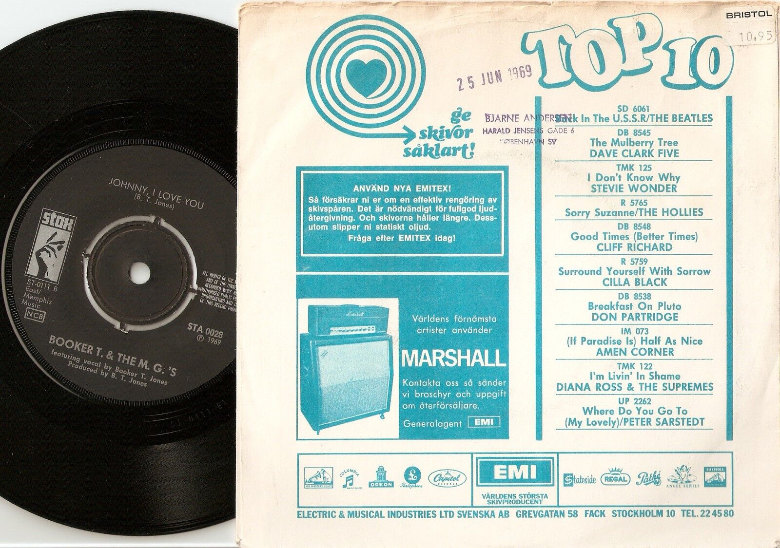 BOOKER T THE MGS TIME IS TIGHT SWEDISH 45+PS 1969 MOD SOUL RB SPELLING MISTAKE