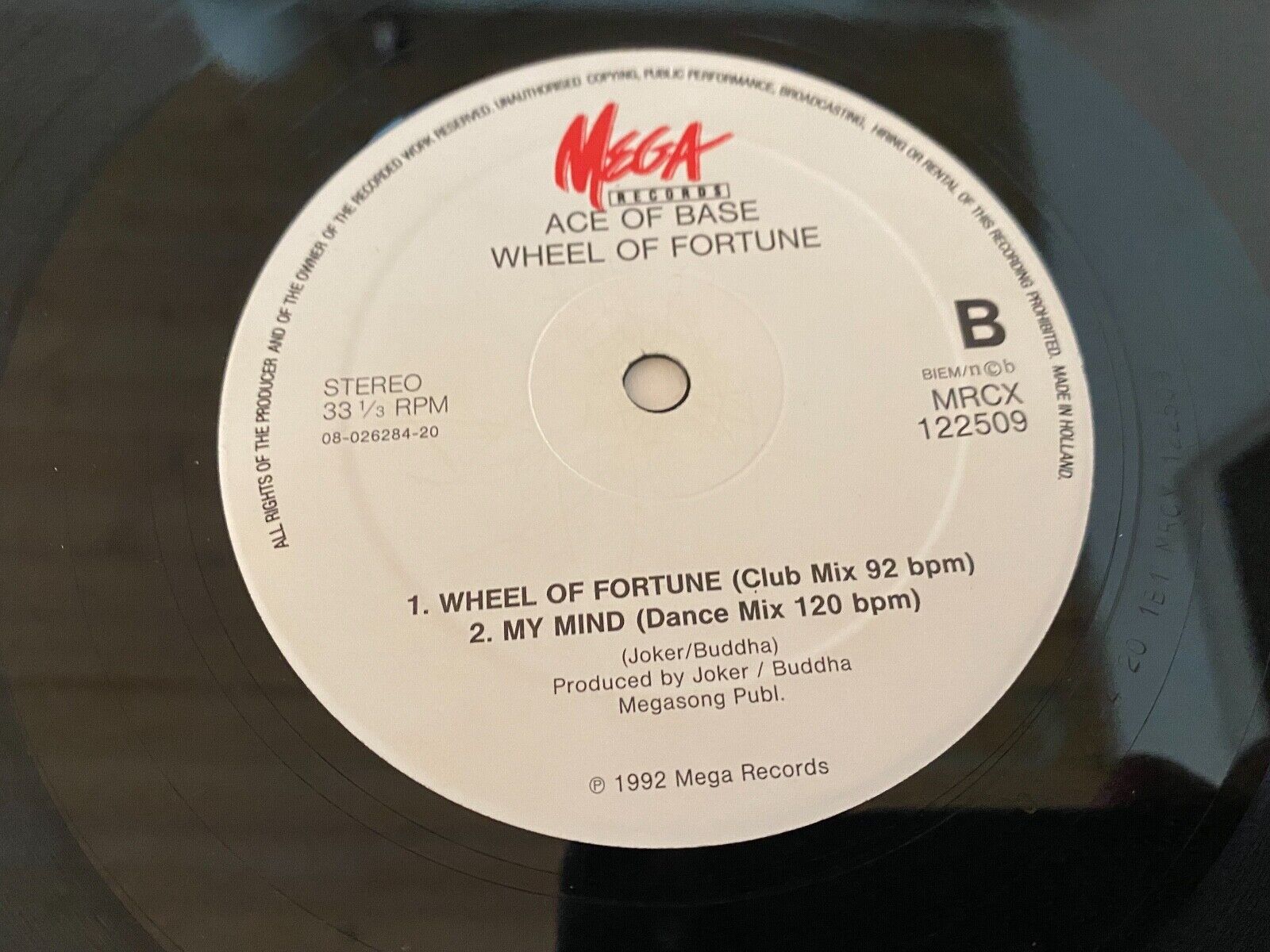 ACE OF BASE "WHEEL OF FORTUNE" EXTENDED REMIX 1992 MEGA RECORDS DUTCH PRESSING**