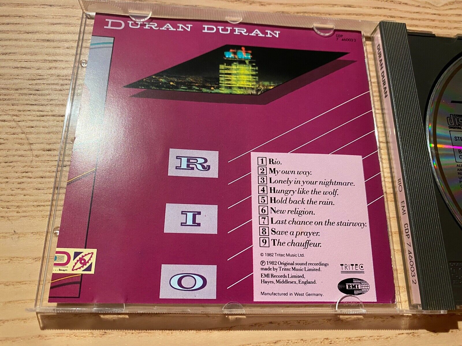 DURAN DURAN "RIO" 1982 CD ALBUM 9 TRACK EMI RECORDS 1 PRESSING WEST GERMANY OOP