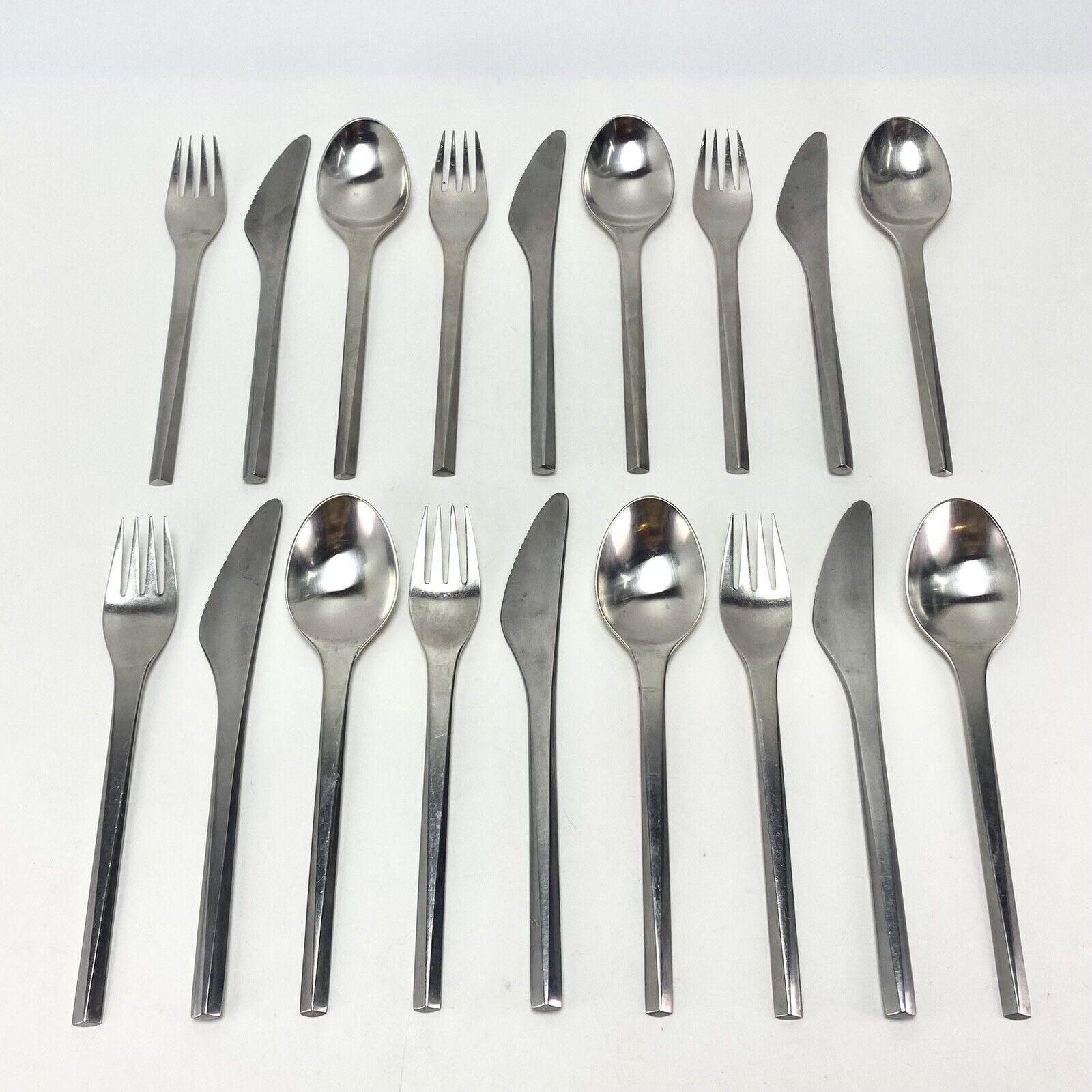 18pc 6set MCM Georg Jensen Prism Stainless Steel Lunch Flatware Holbek Dahlerup