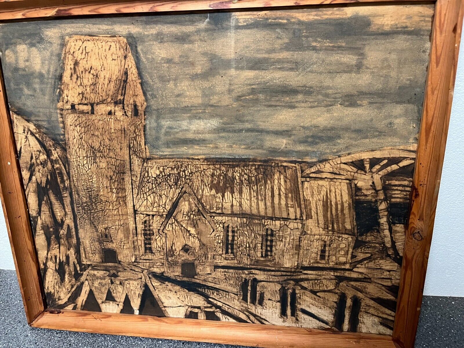 Vintage Modern Canvas Art | Rustic Church Scene | 575x475 cm | Made in Sweden