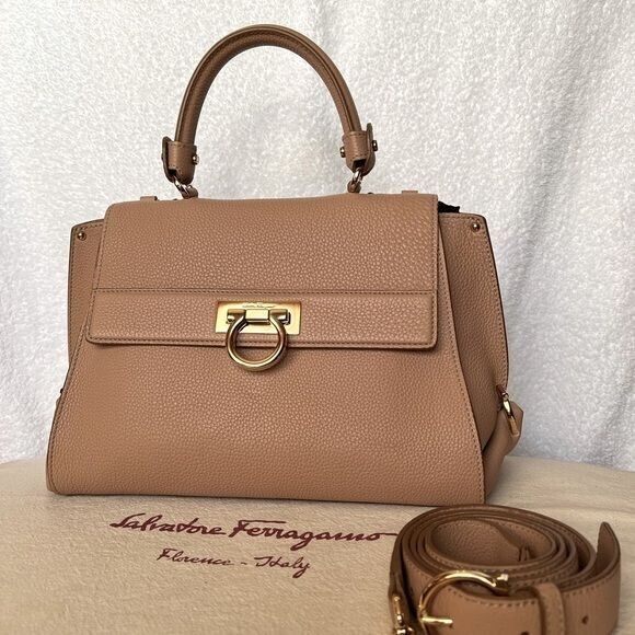 Salvatore Ferragamo Sofia leather crossbody bag in beige