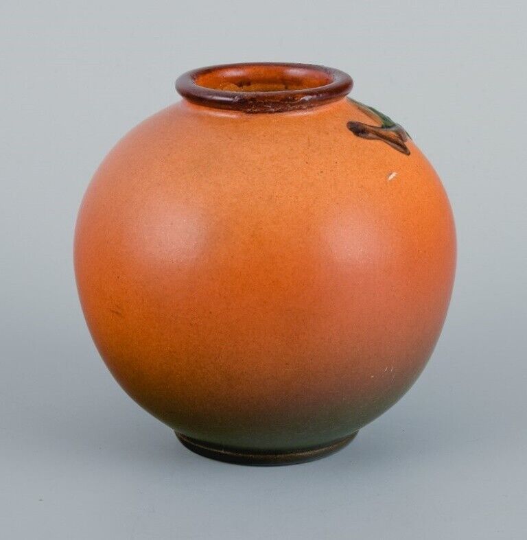 Ipsen's Denmark Two small vases with glaze in orange-green shades