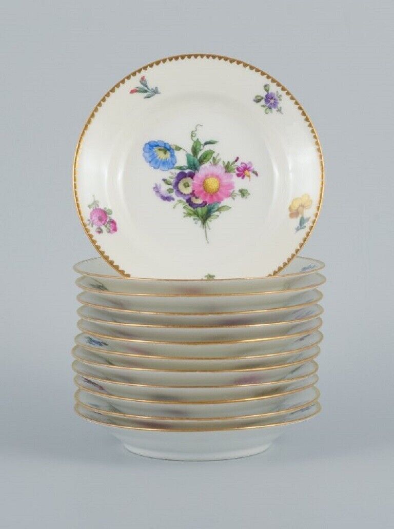 BG Bing  Grondahl Saxon flower 12 cake plates decorated with flowers