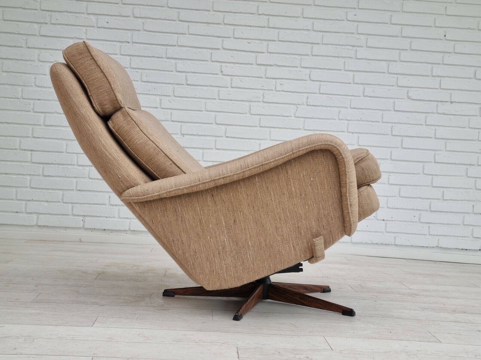 1970s Danish design swivel armchair footstool wool original condition