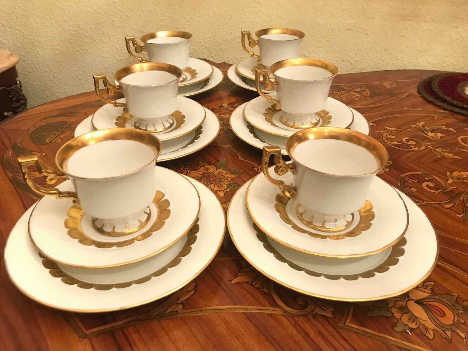 6 Cup 6 Saucer 6 Cake plates Rare Vintage German Heinrich Porcelain Coffee Set