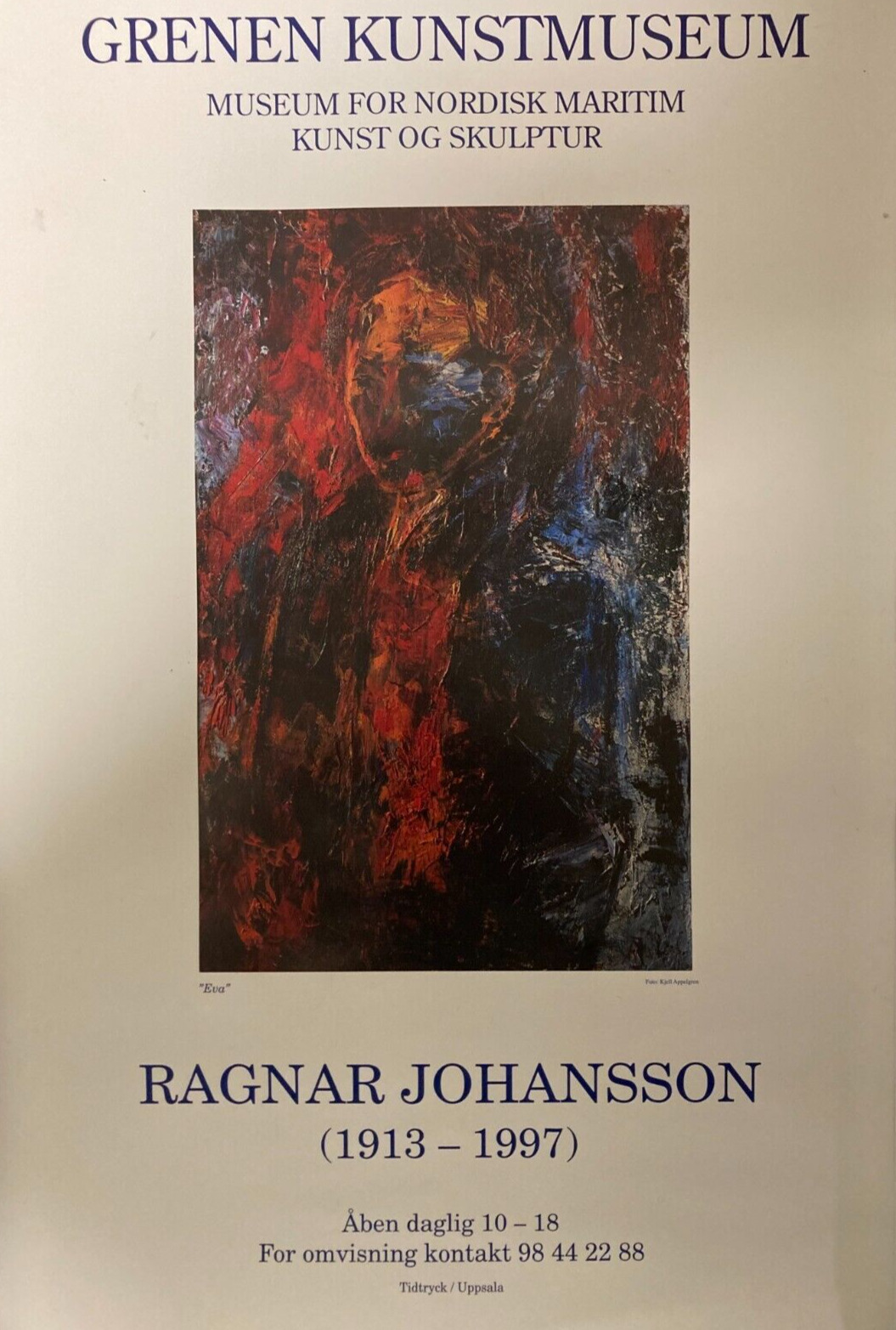 Ragnar Johansson (1913-1997) Exhibition Poster - Grenen Kunstmuseum 33x49cm