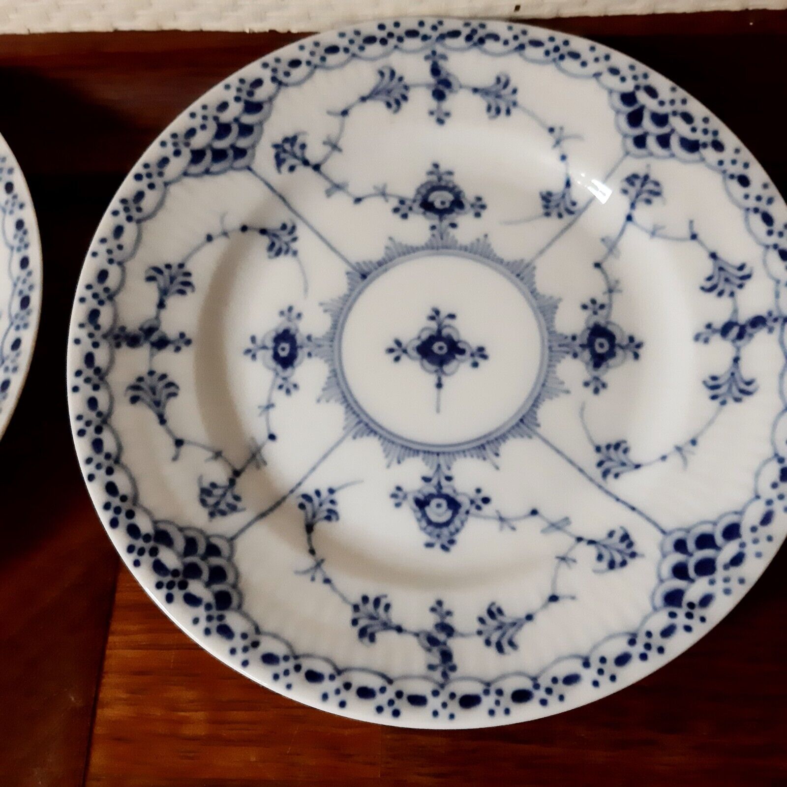 2 OLD pre-1928 Plates # 1- 576 BLUE FLUTED HALF LACE 14½ cm Royal Copenhagen 2nd