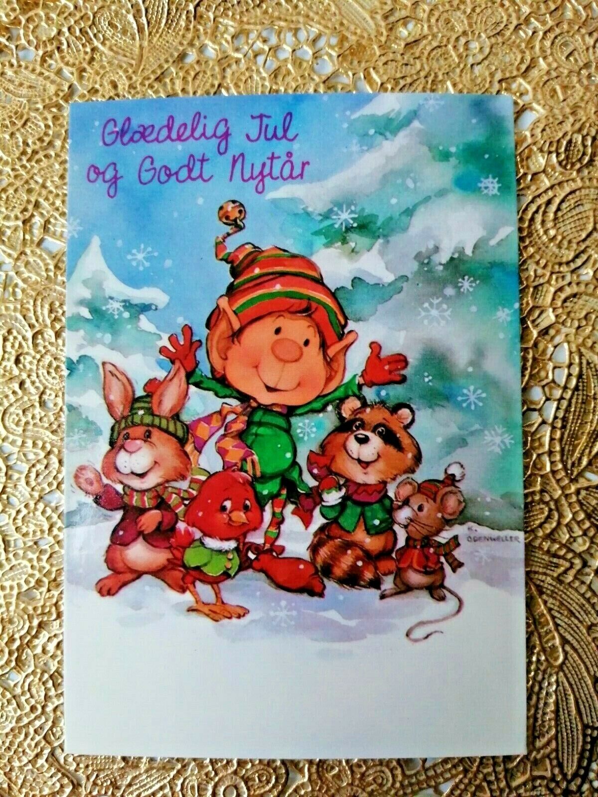 Vintage and collectible Danish Christmas card. .Posted in 1984. ( No. 8 Z )